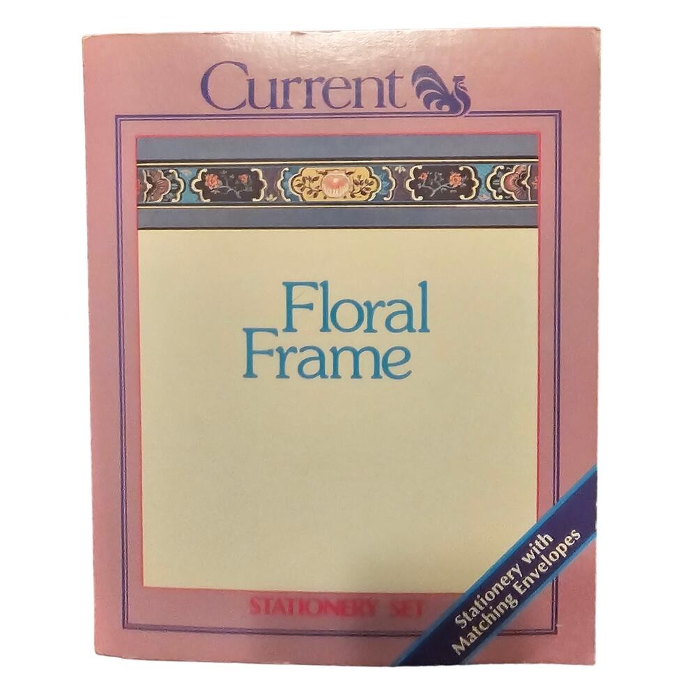 Vintage 1982 Current Floral Frame Stationery Set #1531-6 Designed Sheets (Gg73)